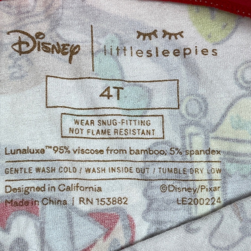 Disney Little Sleepies Cars Lightning McQueen 4T Bamboo Pajama Shorts Set - Picture 6 of 6